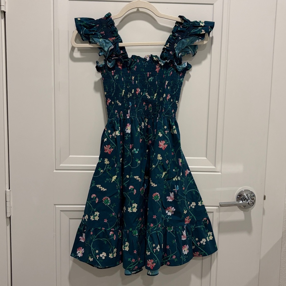 Hill House Elizabeth Nap Dress in Moody Floral, green, XXS - Picture 3 of 5